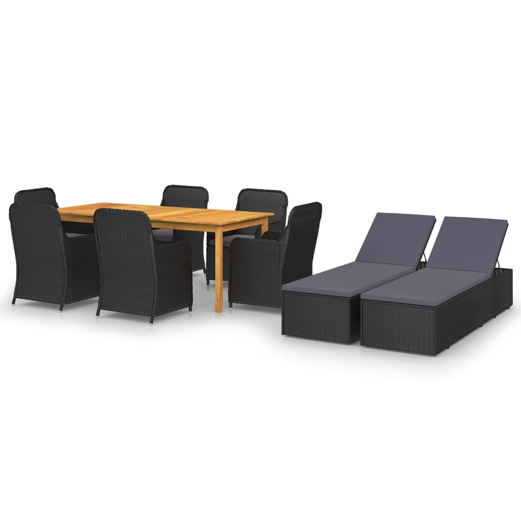 Poza vidaXL Set mobilier pentru gradina, 9 piese, negru