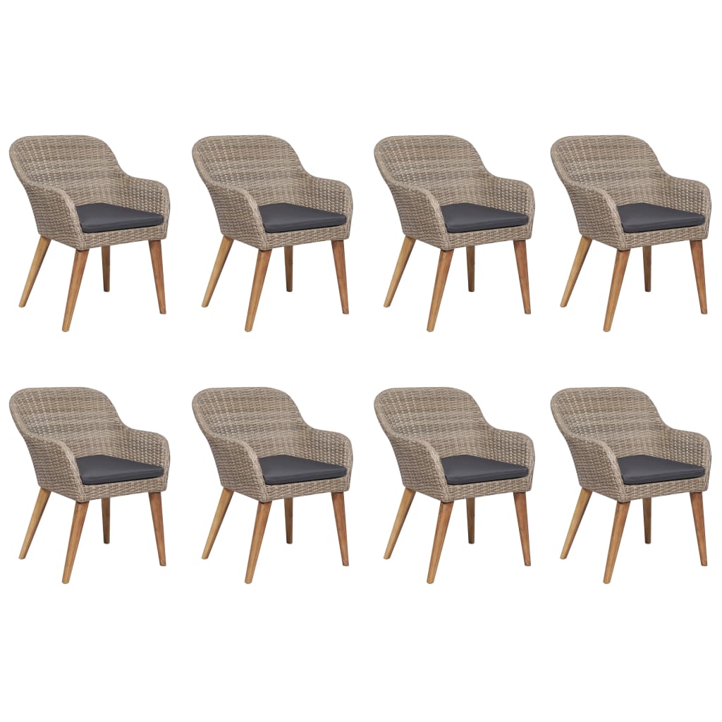 vidaXL Set mobilier de grădină, 9 piese, maro