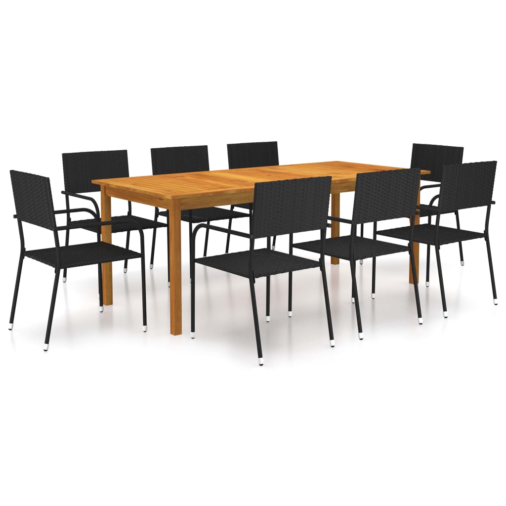 vidaXL Set mobilier de grădină, 9 piese, negru