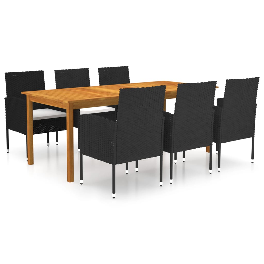 vidaXL Set mobilier de grădină, 7 piese, negru