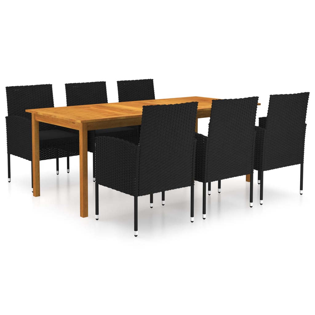 vidaXL Set mobilier de grădină, 7 piese, negru