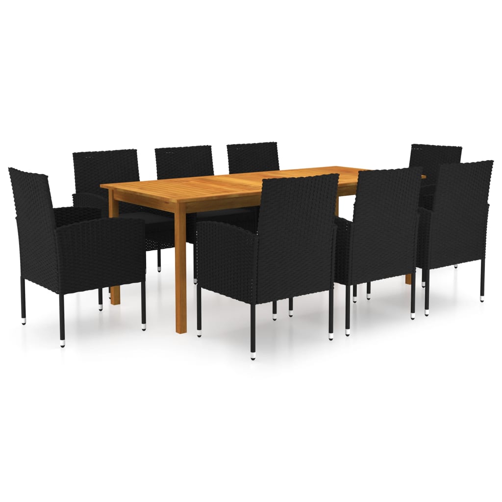 vidaXL Set mobilier de grădină, 9 piese, negru