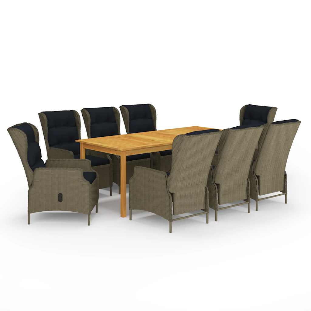 vidaXL 9-tlg. Garten-Essgruppe Braun