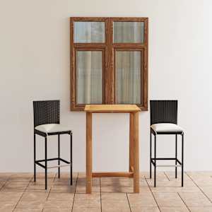 Vrtna barska garnitura 3-delna z blazinami črna