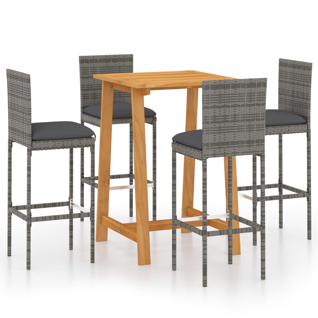 

vidaXL 5 Piece Patio Bar Set with Cushions Gray