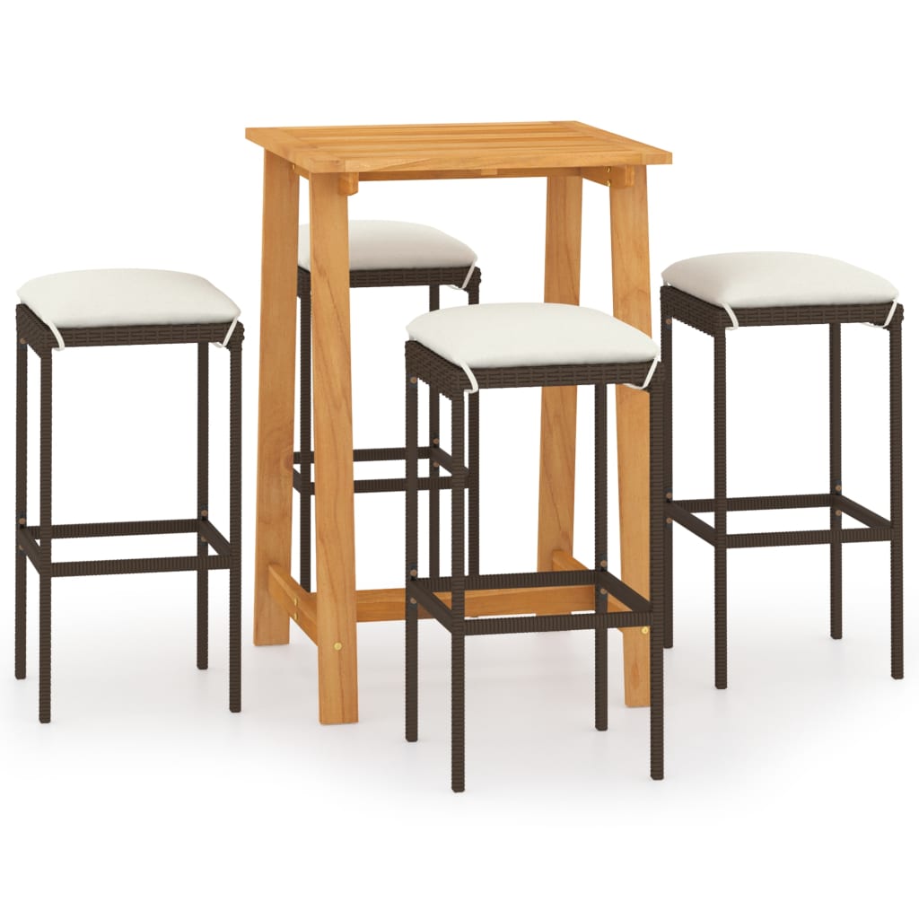 

vidaXL 5 Piece Patio Bar Set with Cushions Brown