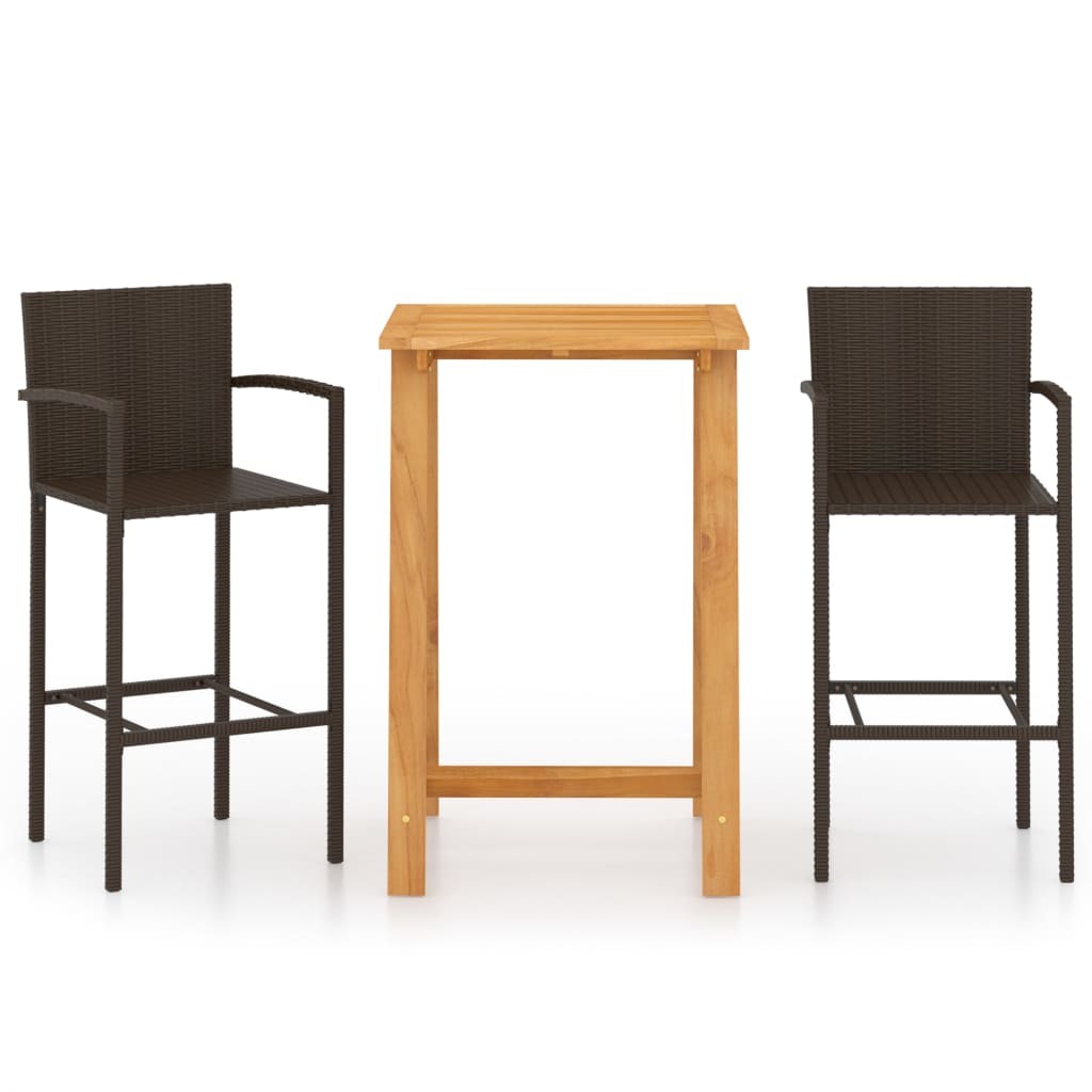 

vidaXL 3 Piece Patio Bar Set Brown