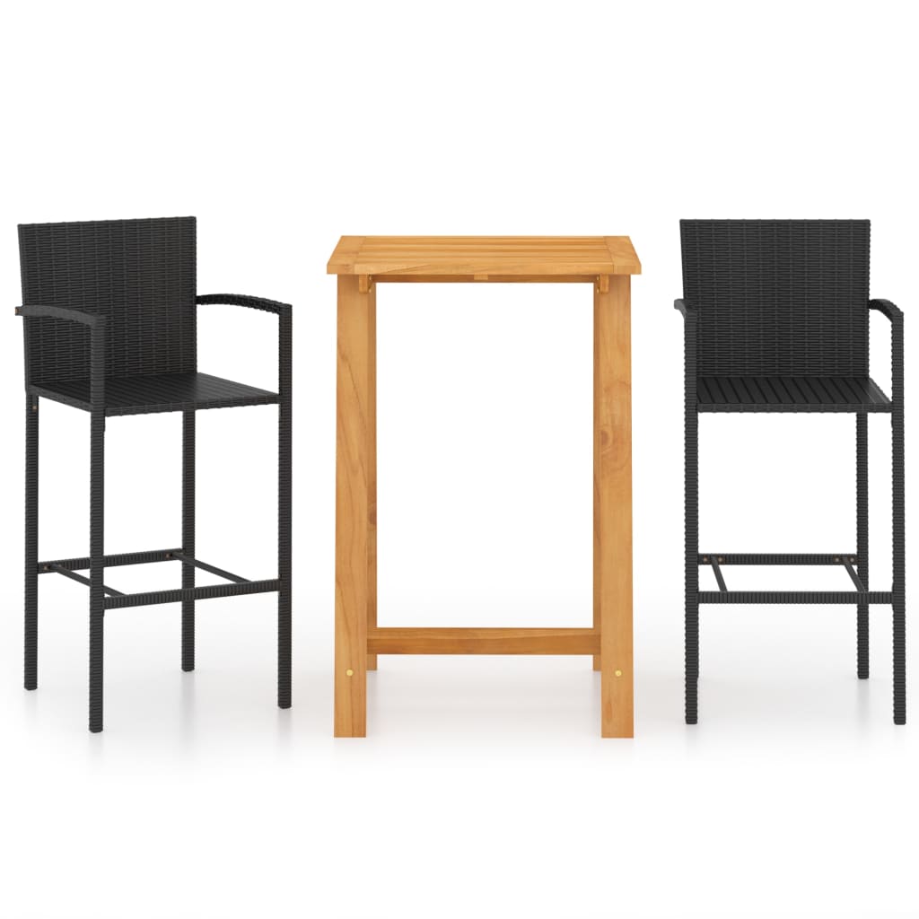 

vidaXL 3 Piece Patio Bar Set Black