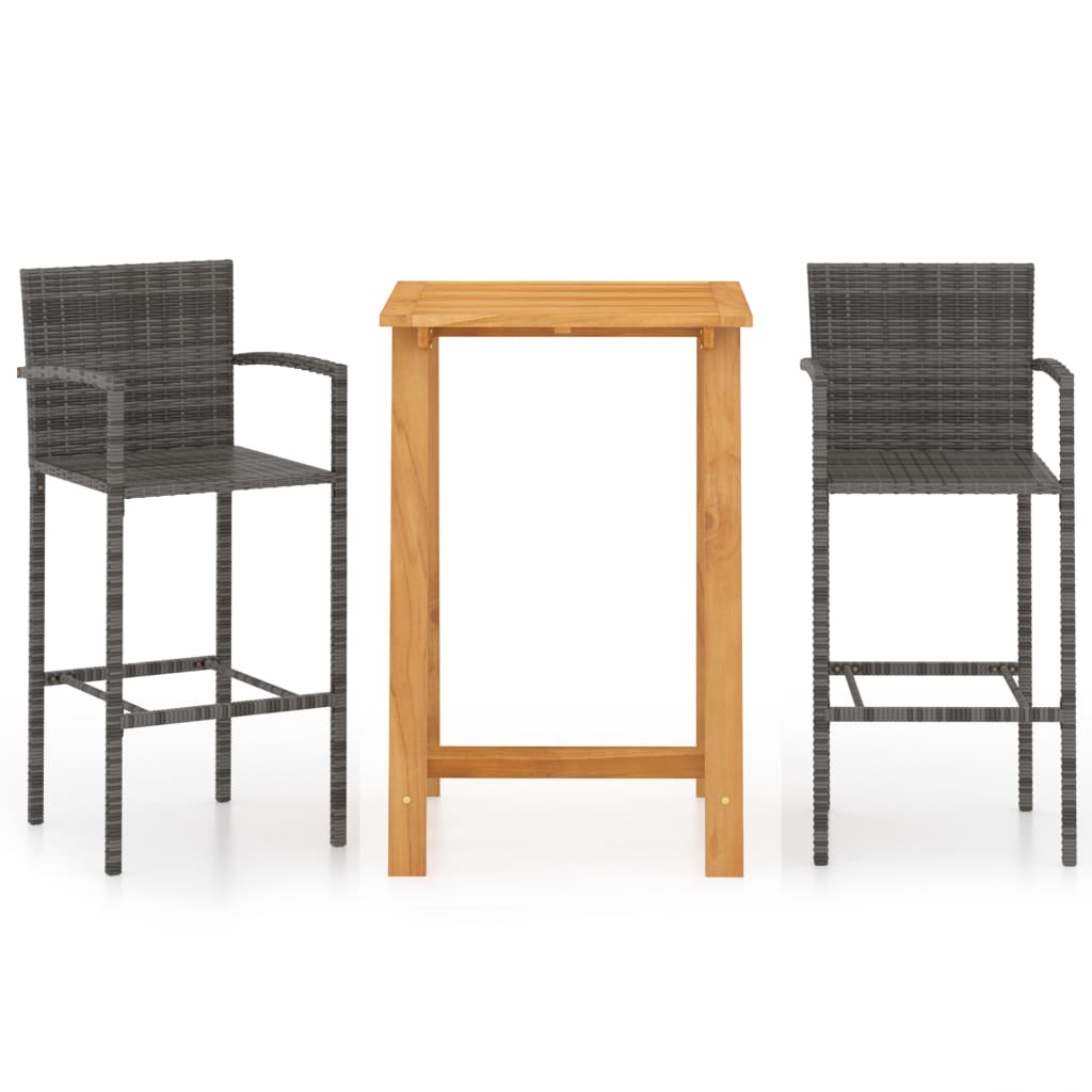

vidaXL 3 Piece Patio Bar Set Gray