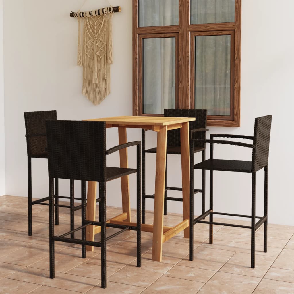 vidaXL Set mobilier de bar de grădină, 5 piese, maro