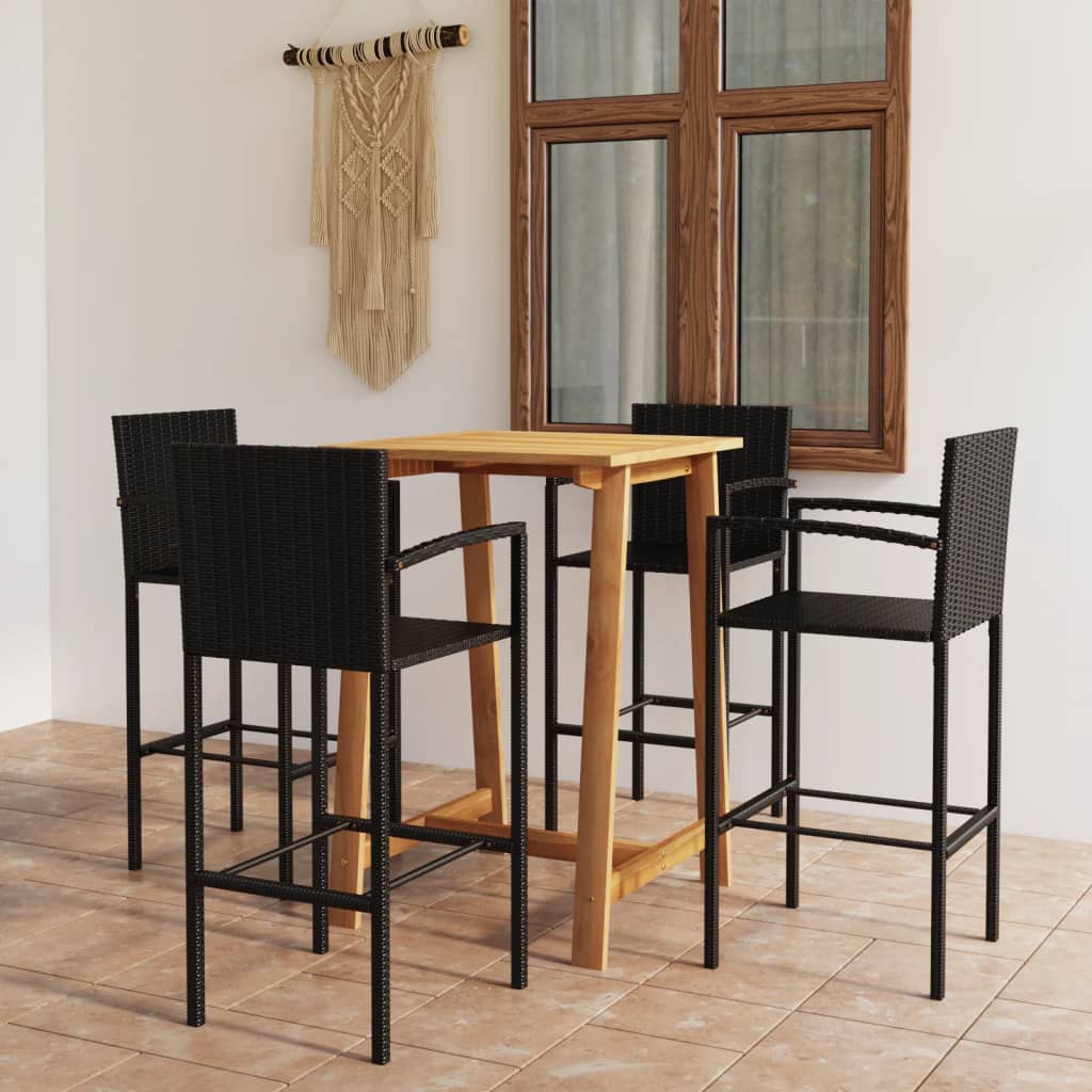 vidaXL Set mobilier de bar de gradină, 5 piese, negru