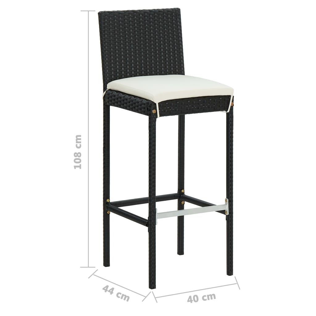 Set mobilier bar de grădină cu perne, 5 piese, negru