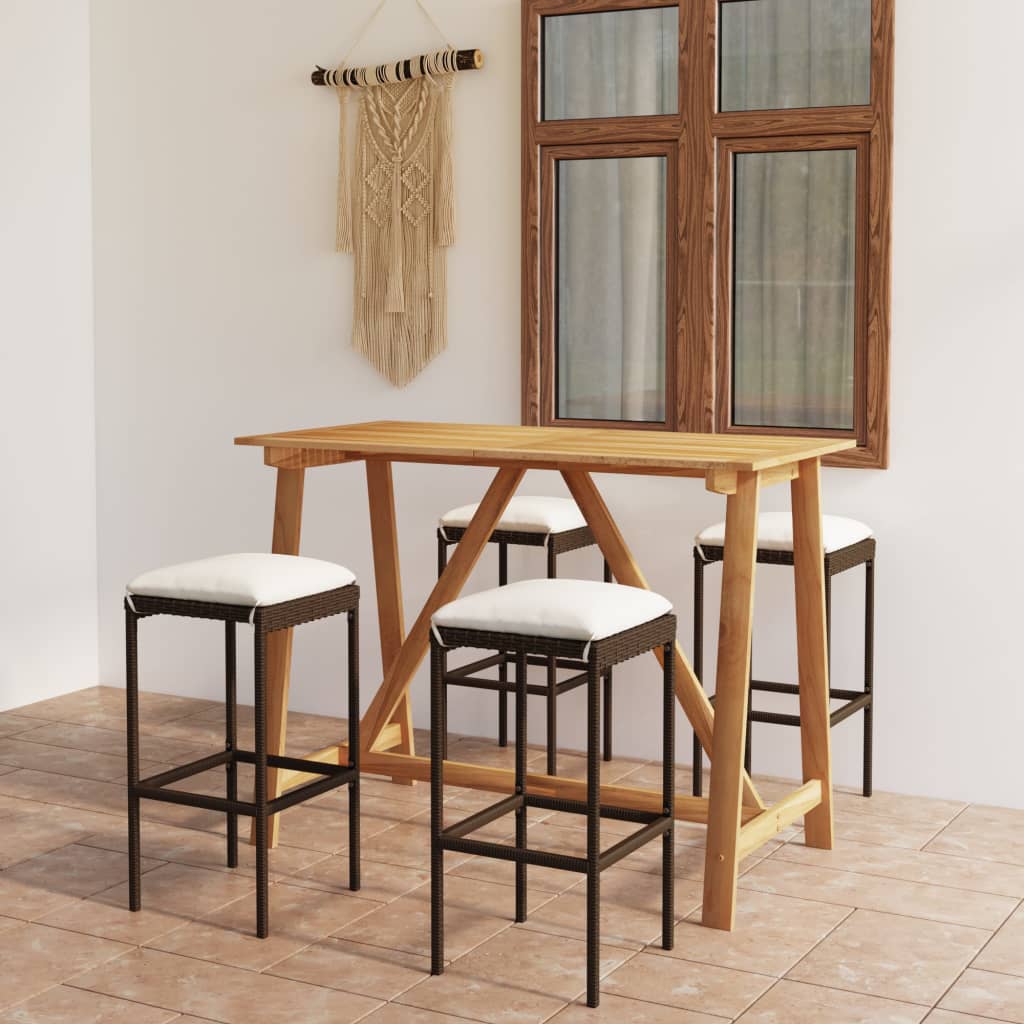 vidaXL Set mobilier de bar de gradină cu perne , 5 piese , maro