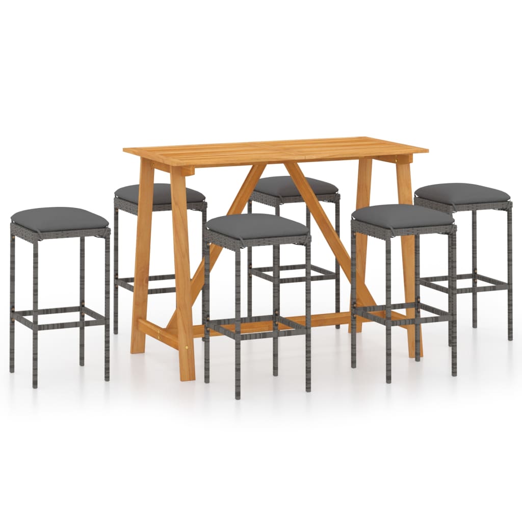 

vidaXL 7 Piece Patio Bar Set with Cushions Gray