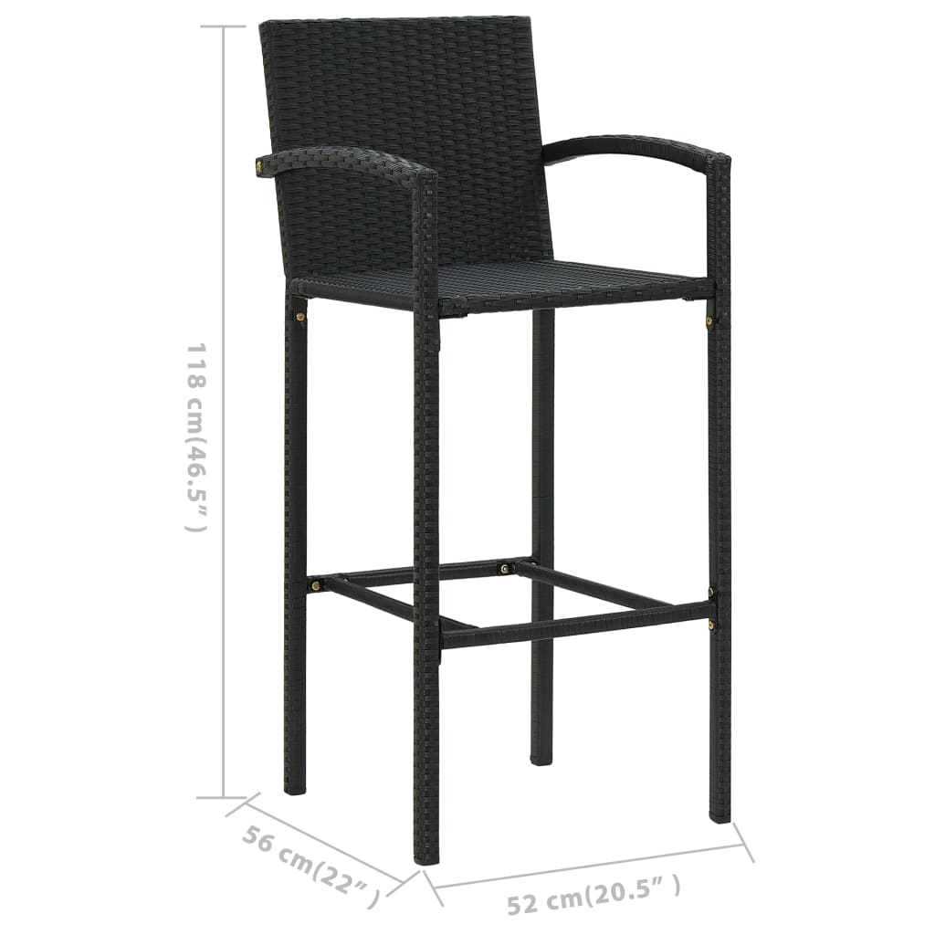 Set mobilier bar de gradină, 5 piese, negru