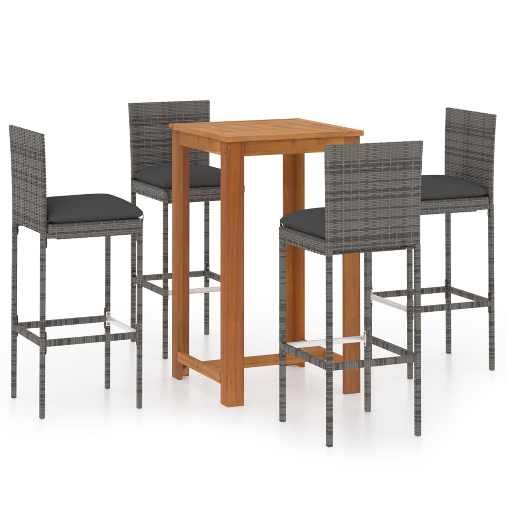 

vidaXL 5 Piece Patio Bar Set with Cushions Gray