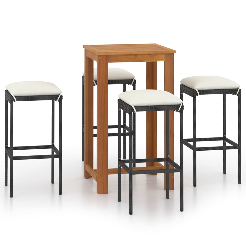 

vidaXL 5 Piece Patio Bar Set with Cushions Black