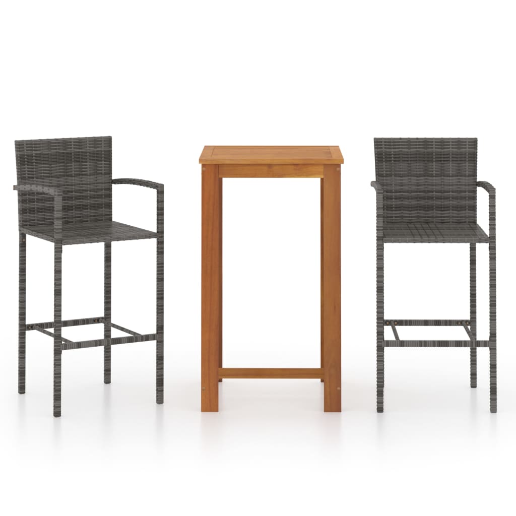 

vidaXL 3 Piece Patio Bar Set Gray