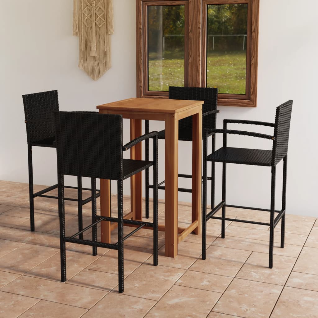 vidaXL 5-tlg. Gartenbar-Set Schwarz