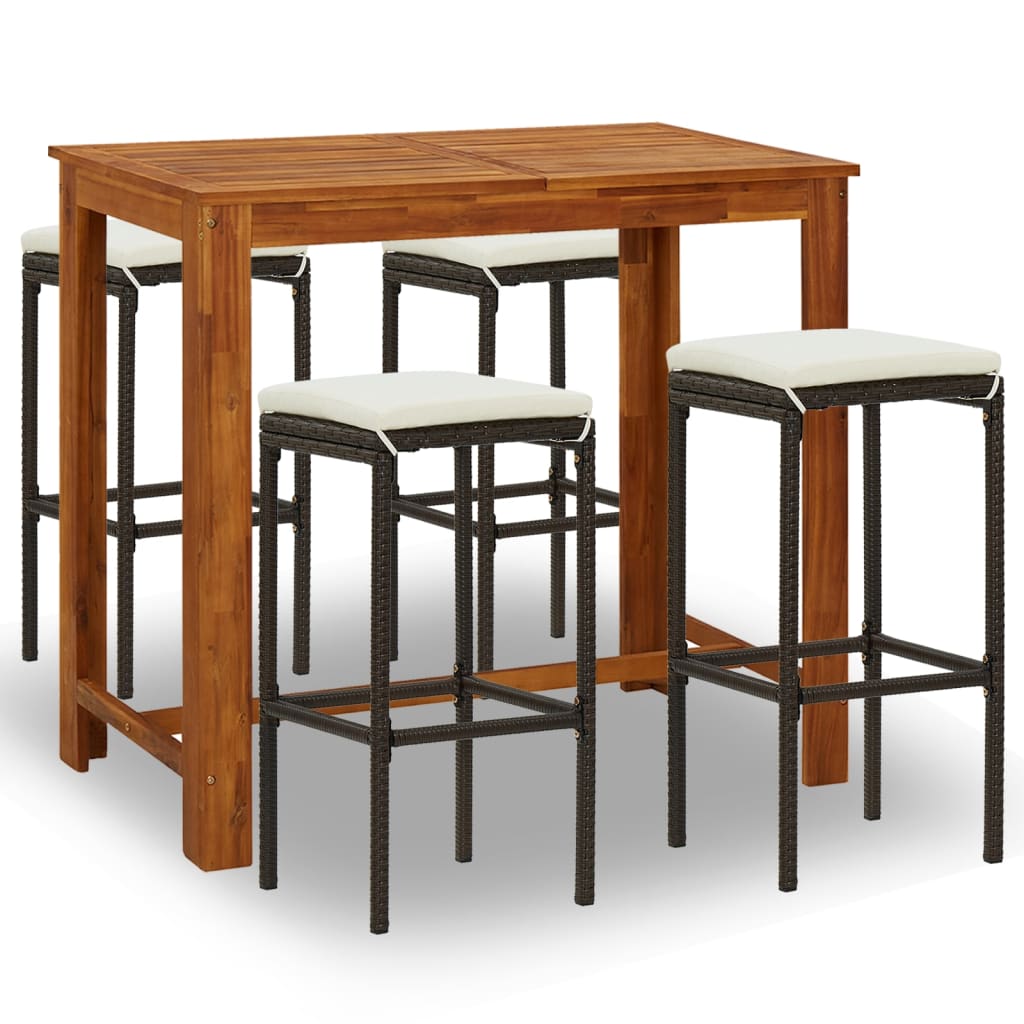 

vidaXL 5 Piece Patio Bar Set with Cushions Brown