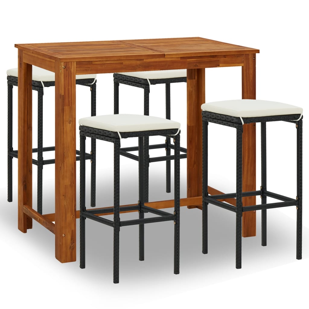 

vidaXL 5 Piece Patio Bar Set with Cushions Black