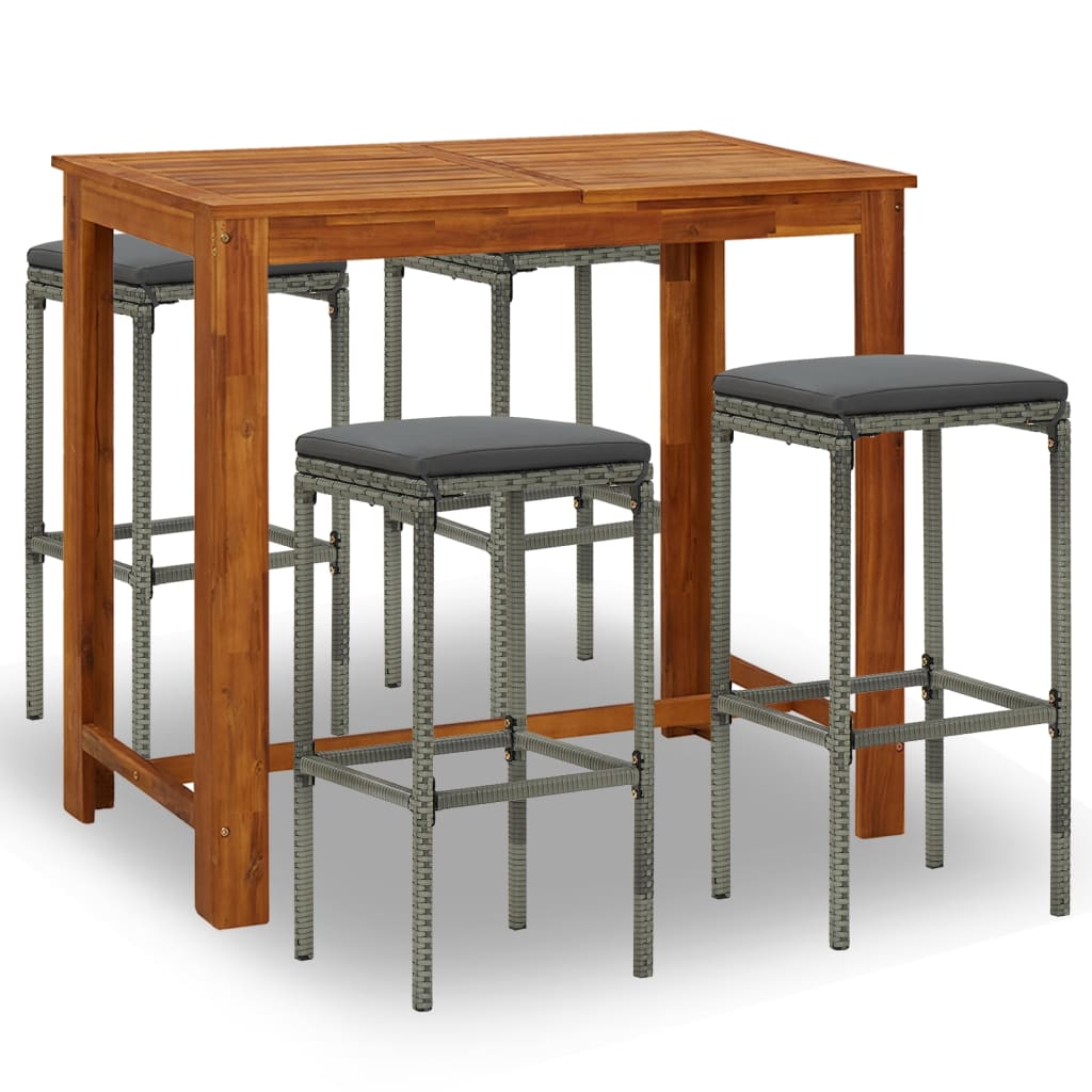 

vidaXL 5 Piece Patio Bar Set with Cushions Gray