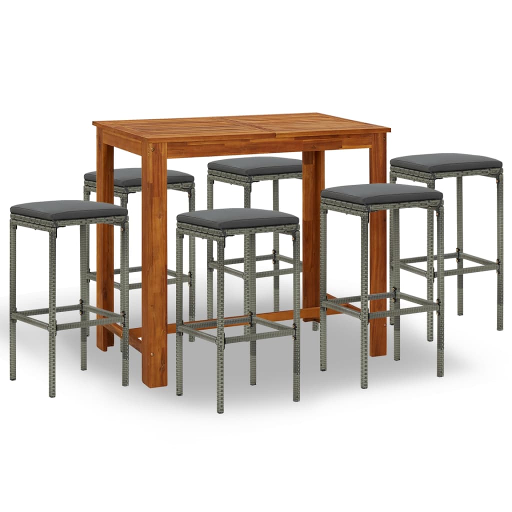 

vidaXL 7 Piece Patio Bar Set with Cushions Gray