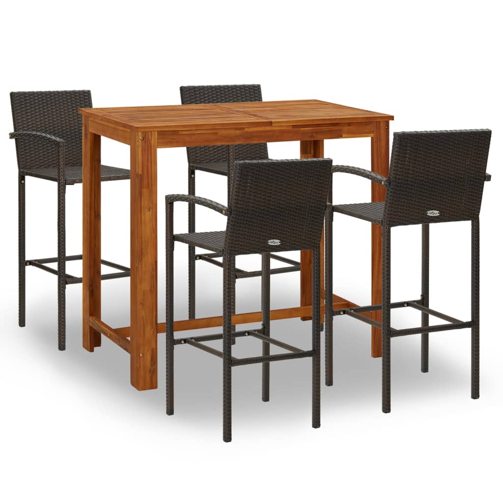 

vidaXL 5 Piece Patio Bar Set Brown