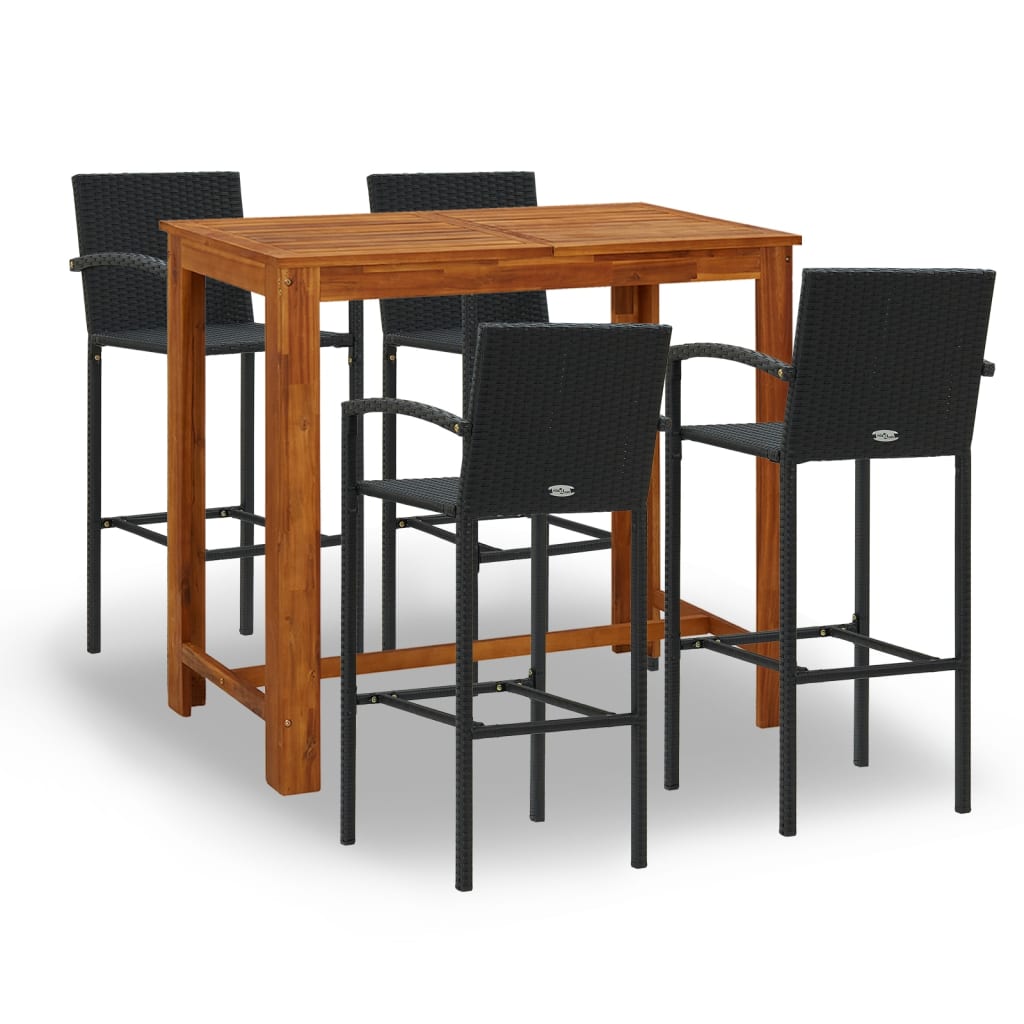 

vidaXL 5 Piece Patio Bar Set Black