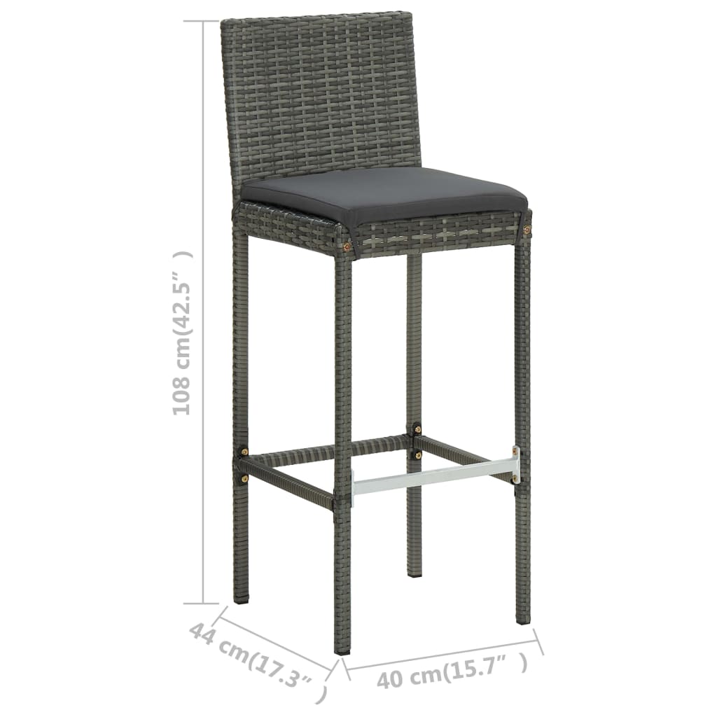 Set mobilier bar de grădină cu perne, 9 piese, gri