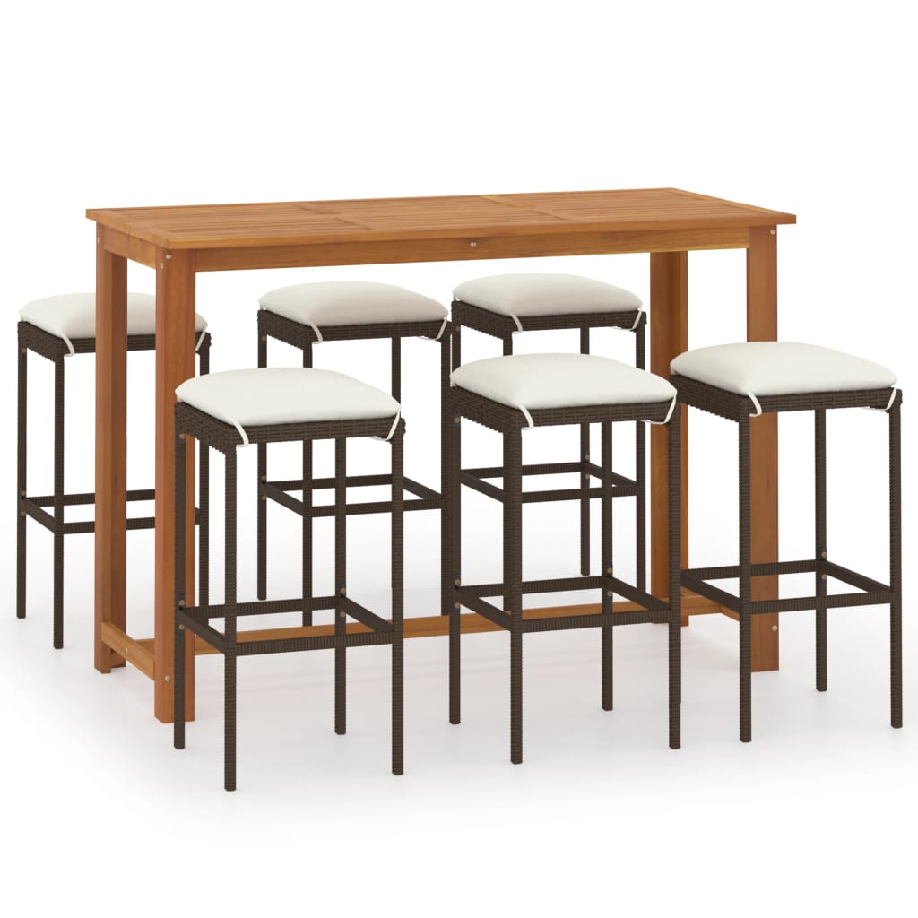 

vidaXL 7 Piece Patio Bar Set with Cushions Brown