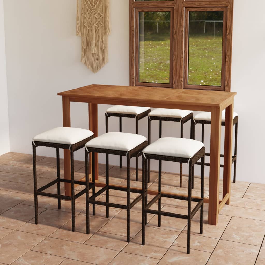 vidaXL Set mobilier de bar de grădină cu perne, 7 piese, maro