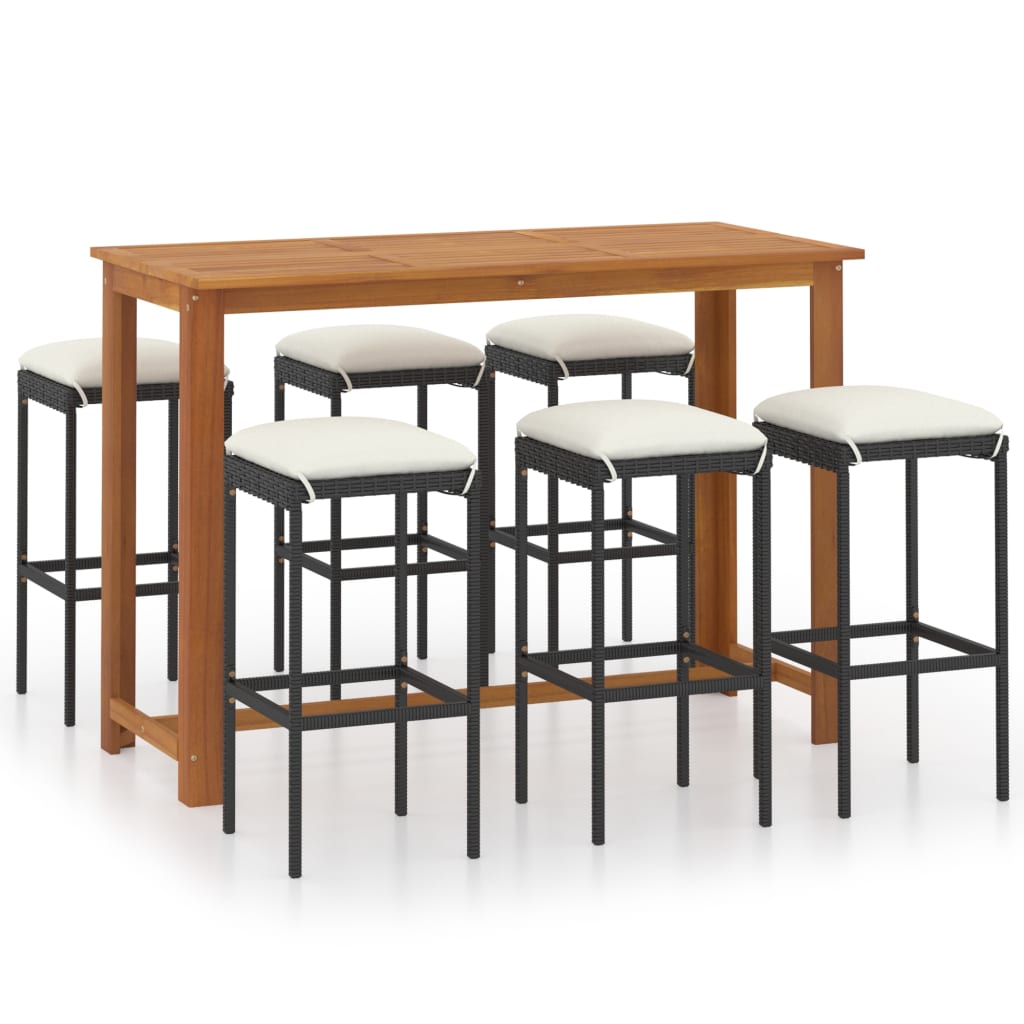 

vidaXL 7 Piece Patio Bar Set with Cushions Black