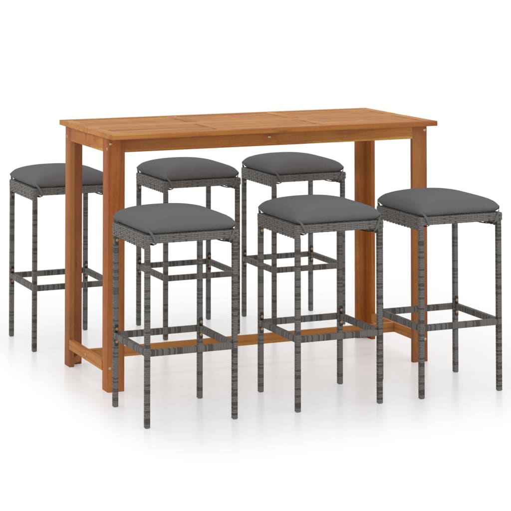 

vidaXL 7 Piece Patio Bar Set with Cushions Gray