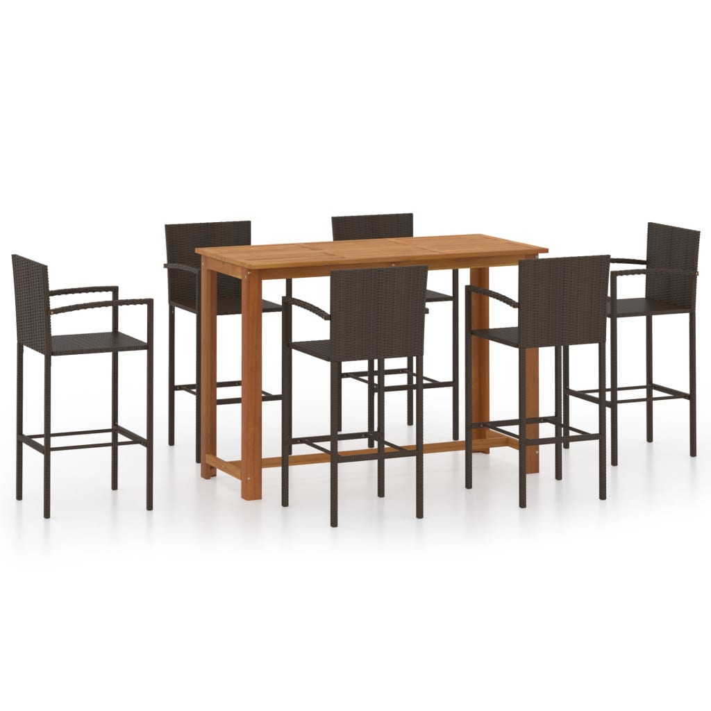 

vidaXL 7 Piece Patio Bar Set Brown