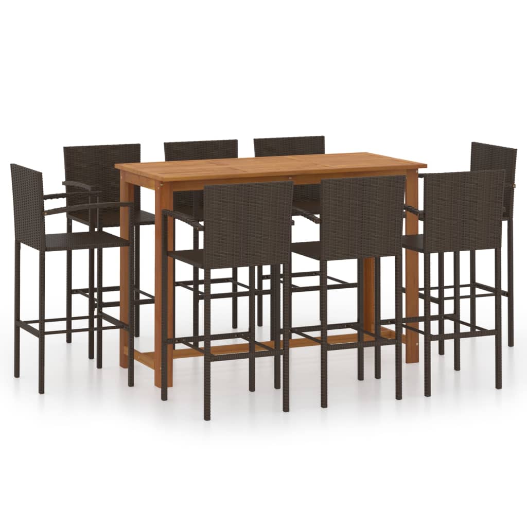 

vidaXL 9 Piece Patio Bar Set Brown