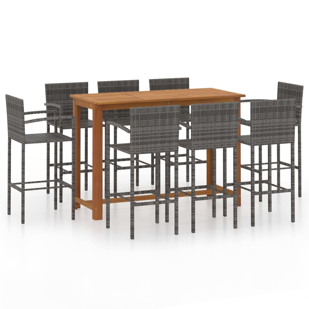 

vidaXL 9 Piece Patio Bar Set Gray