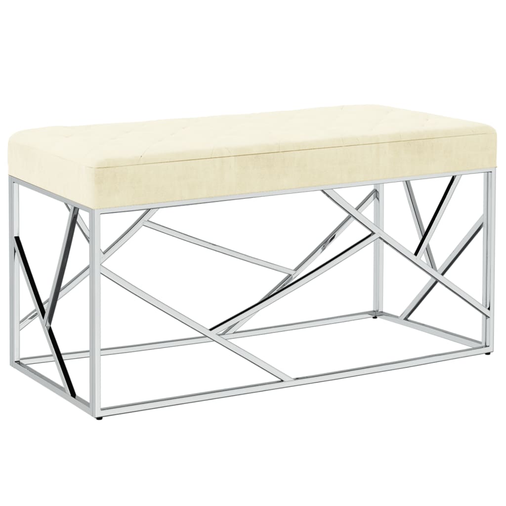 vidaXL Bancă, crem, 97 cm, catifea și oțel inoxidabil vidaxl.ro