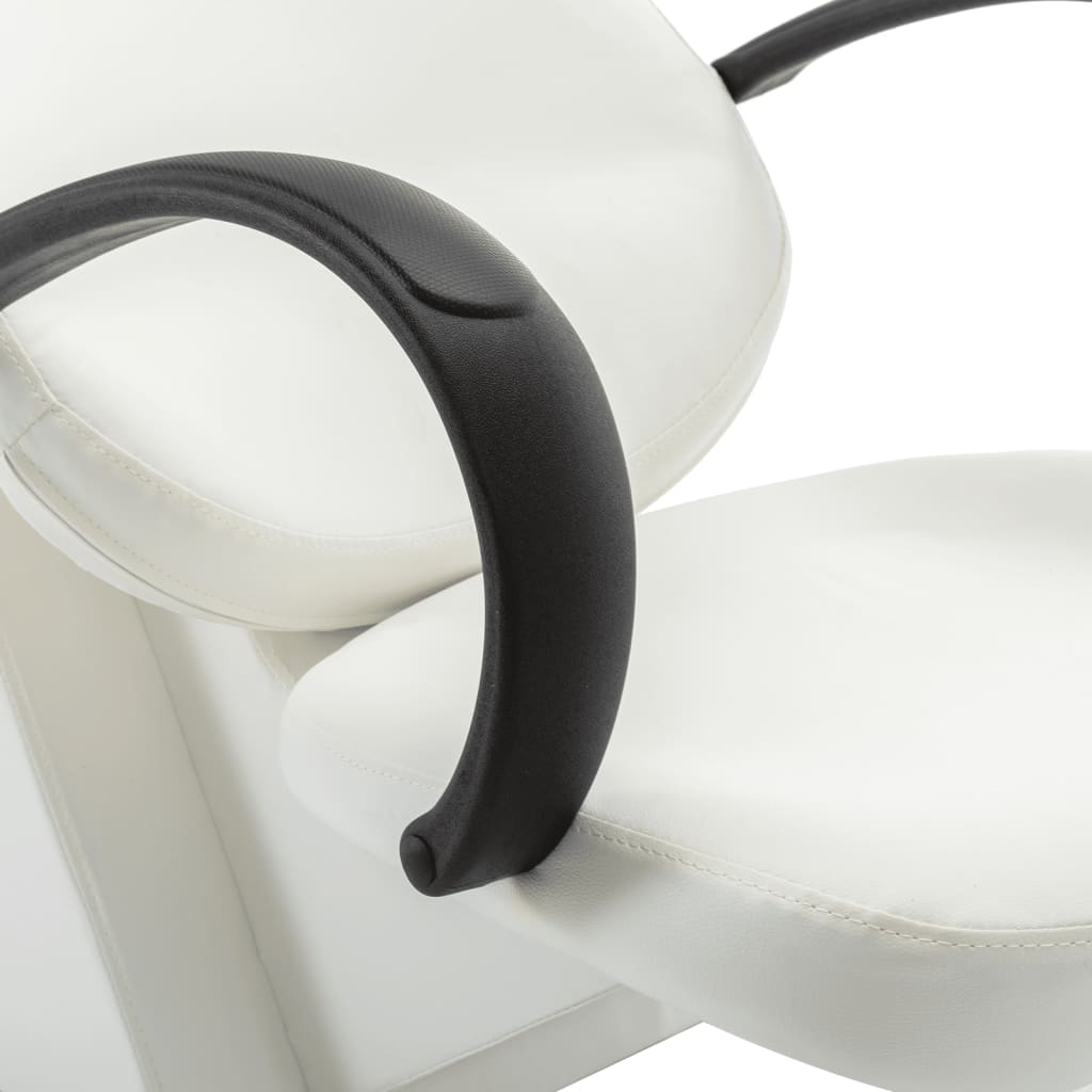 Fehér műbőr fejmosó szék mosdókagylóval 