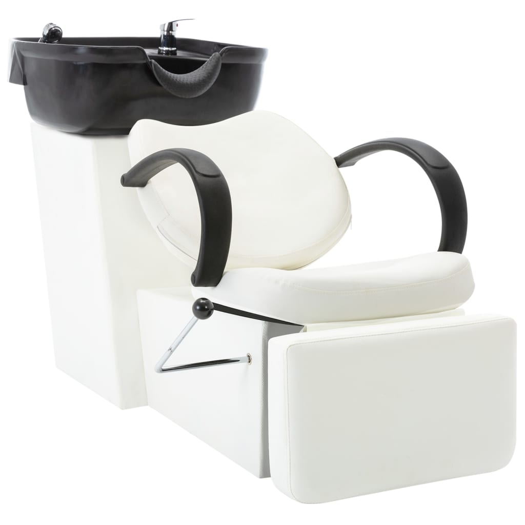 Friseurstuhl mit Waschbecken Schwarz und Weiß Kunstleder