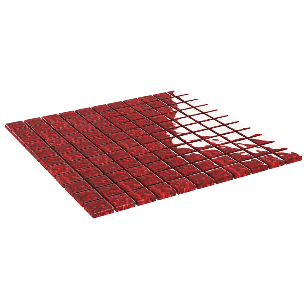 Mozaikové dlaždice 11 ks červené 30 x 30 cm sklo