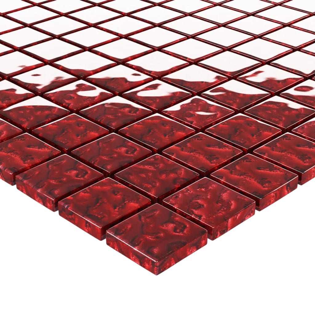 Mozaikové dlaždice 11 ks červené 30 x 30 cm sklo