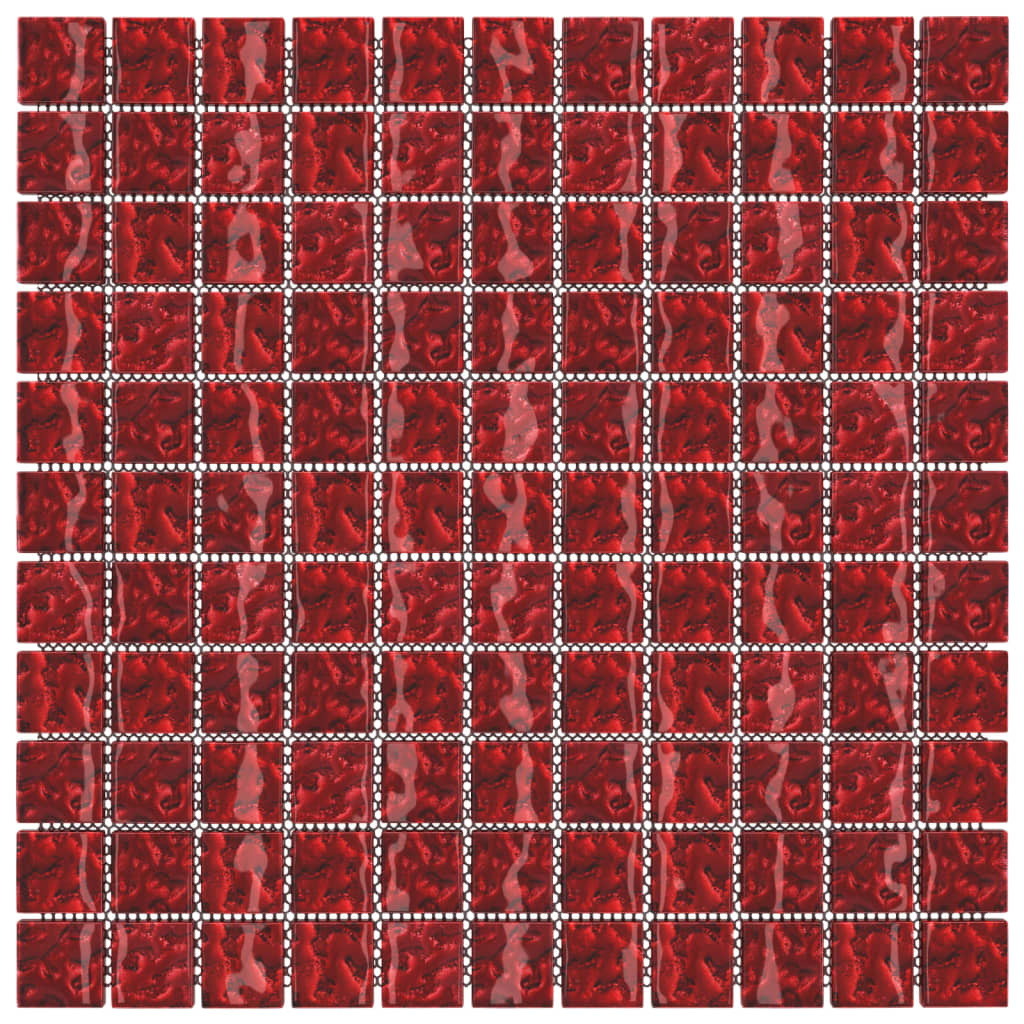 Mozaikové dlaždice 22 ks červené 30 x 30 cm sklo