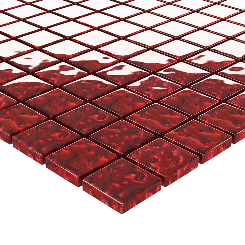 Mozaikové dlaždice 22 ks červené 30 x 30 cm sklo