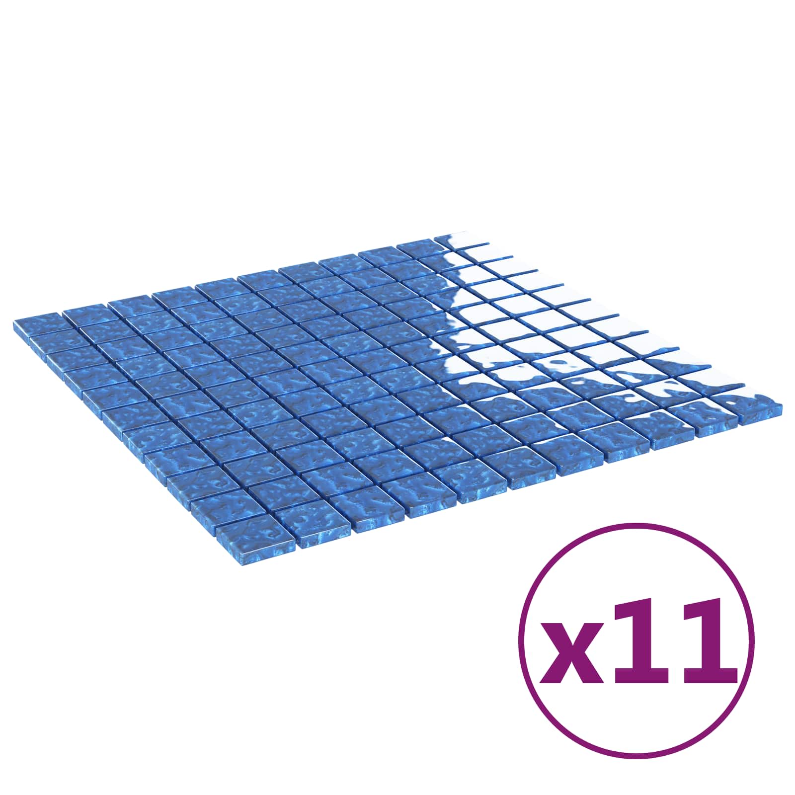 Mozaïek Tegel 11 pcs Blauw 50 x 50 cm Glas image 2