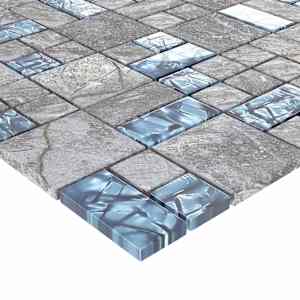 Mozaiková dlažba 11 pcs Šedá a modrá 50 x 50 cm Sklo - obrázek 4
