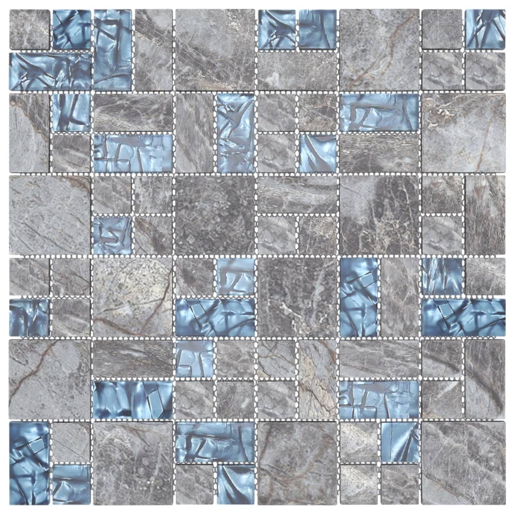  Mozaikové dlaždice 11 ks, sivo modré 30x30 cm, sklo