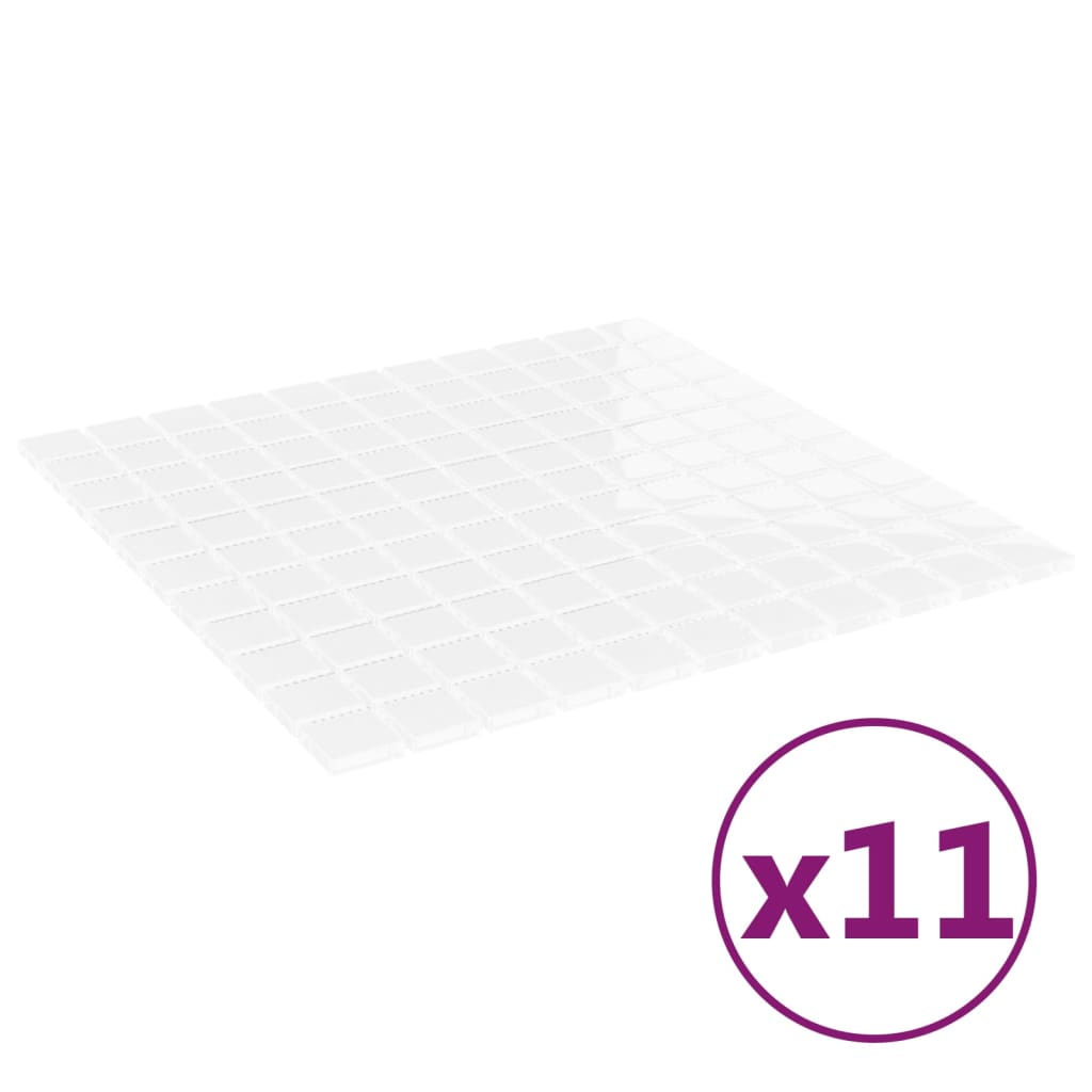 Plăci mozaic, 11 buc., alb, 30×30 cm, sticlă