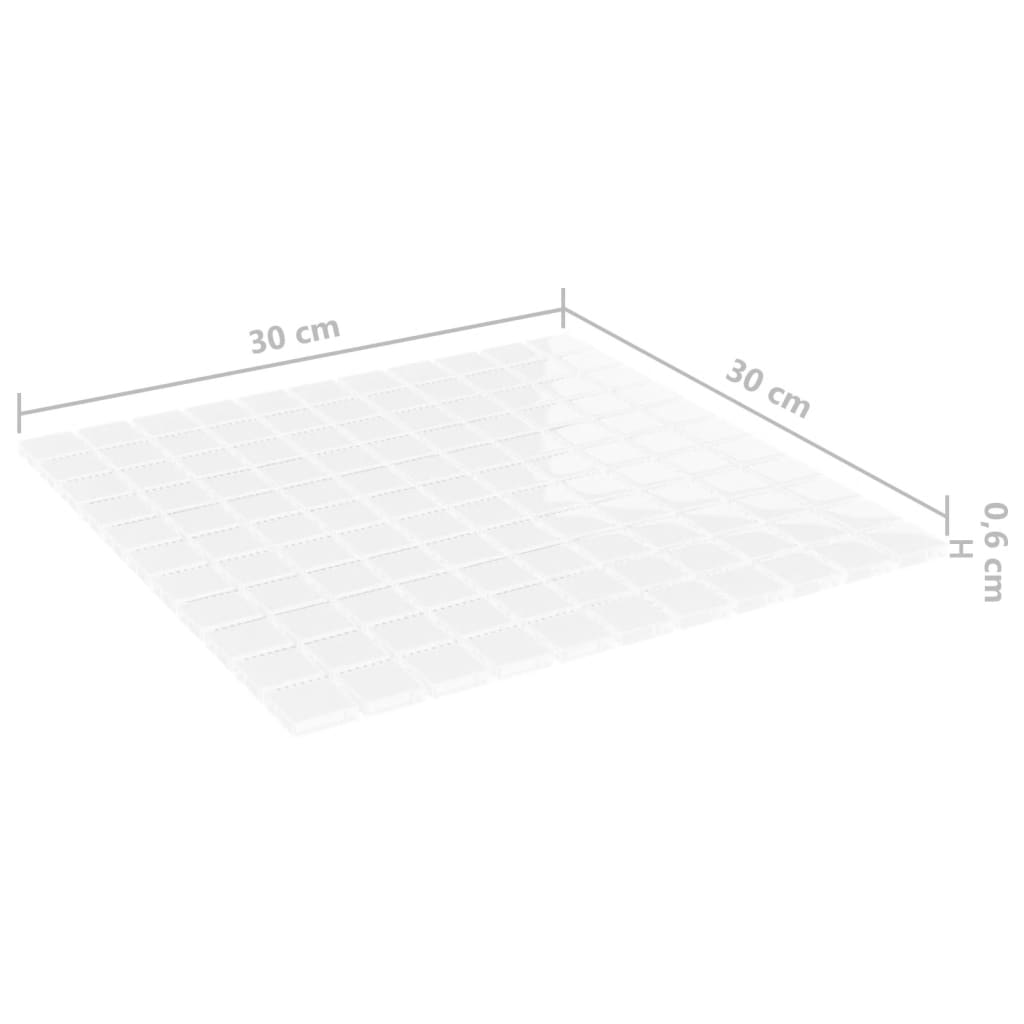 Mozaikové dlaždice 11 ks bílé 30 x 30 cm sklo