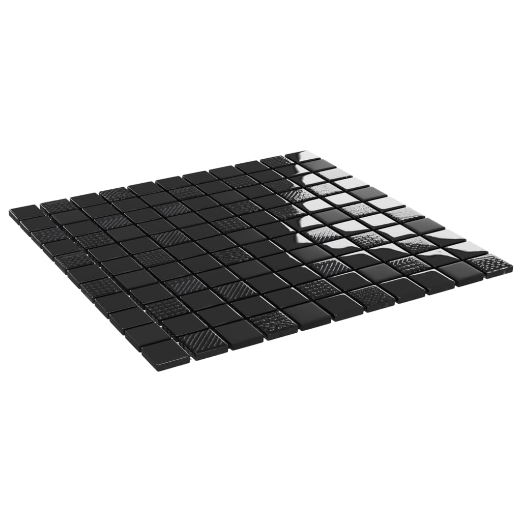 vidaXL mosaikfliser 11 stk. 30x30 cm glas skinnende sort